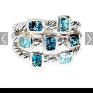 David Yurman Confetti Blue Topaz Ring in Sterling Silver - size 6